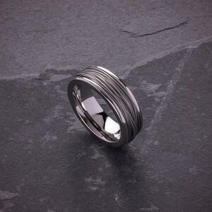 Stainless Steel Polished & Woven Cable 8mm Wedding Band Ring | Sizes 7-10